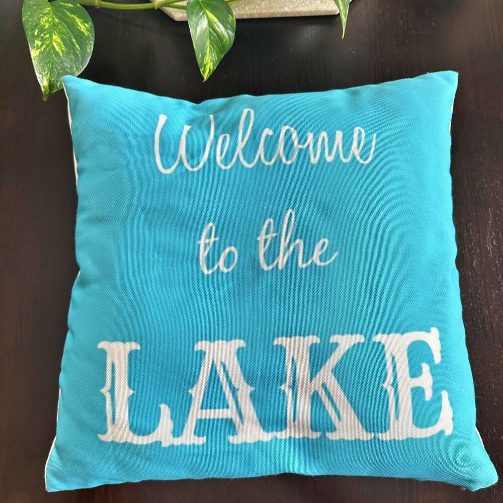 "Welcome to the Lake" Throw Pillow Lake Life Camping Cottagecore Casual
